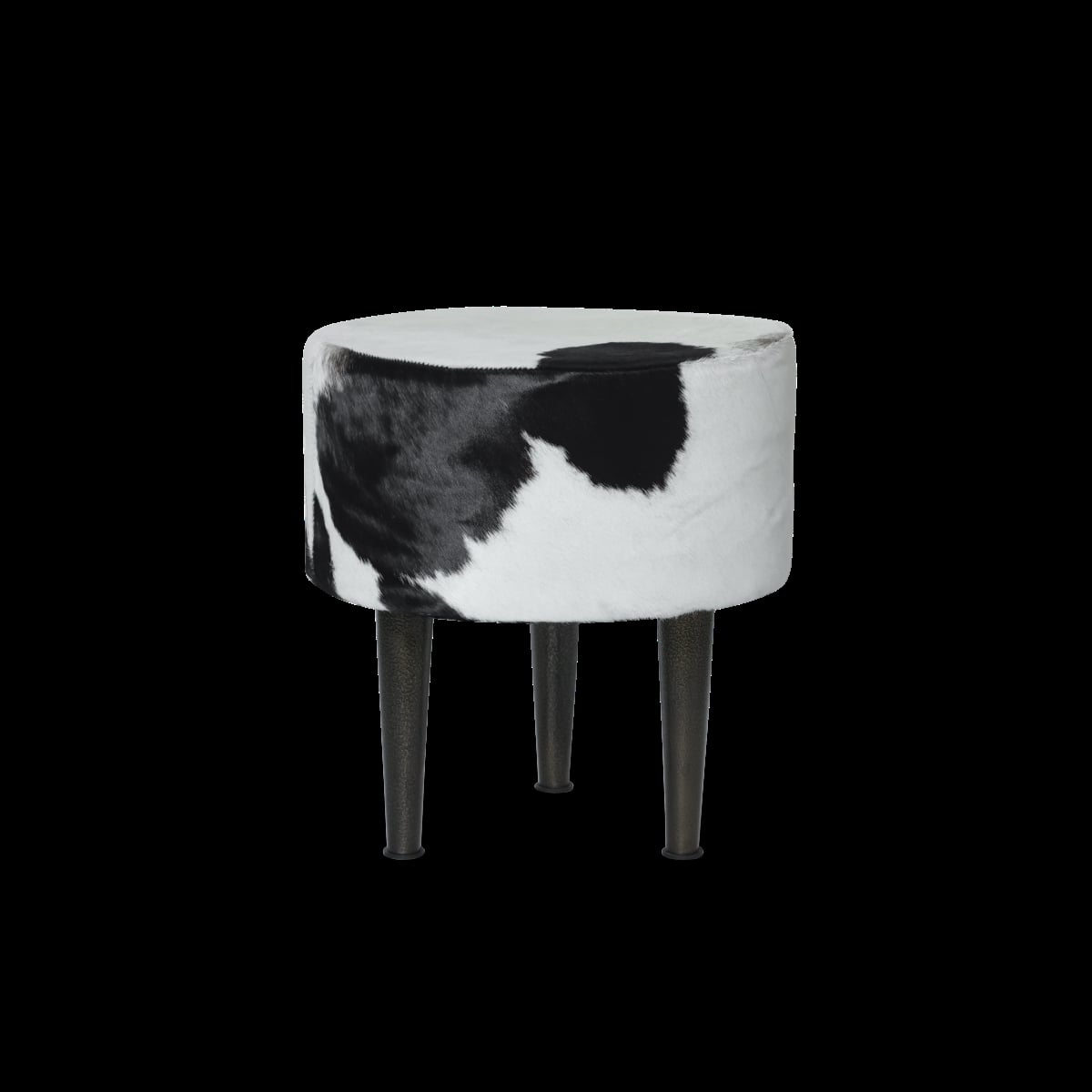 -119 Luxury Upholstered Round Stool with Metal Legs