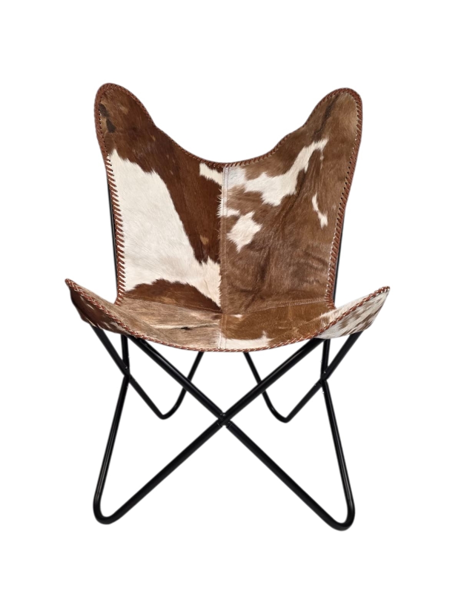 -BHC-03 Tan & White Hairon Butterfly Chair