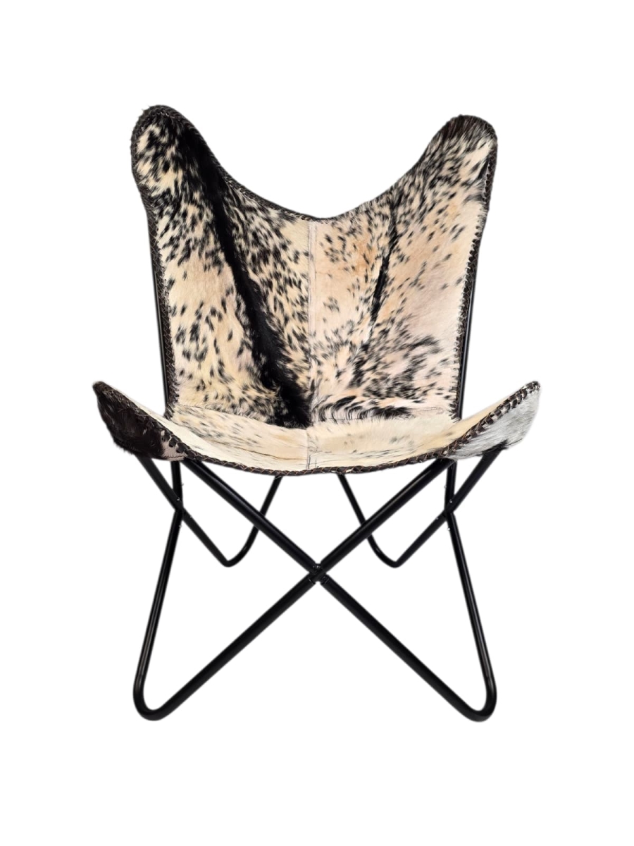 -BLHC-04 Black & White Hairon Butterfly Chair