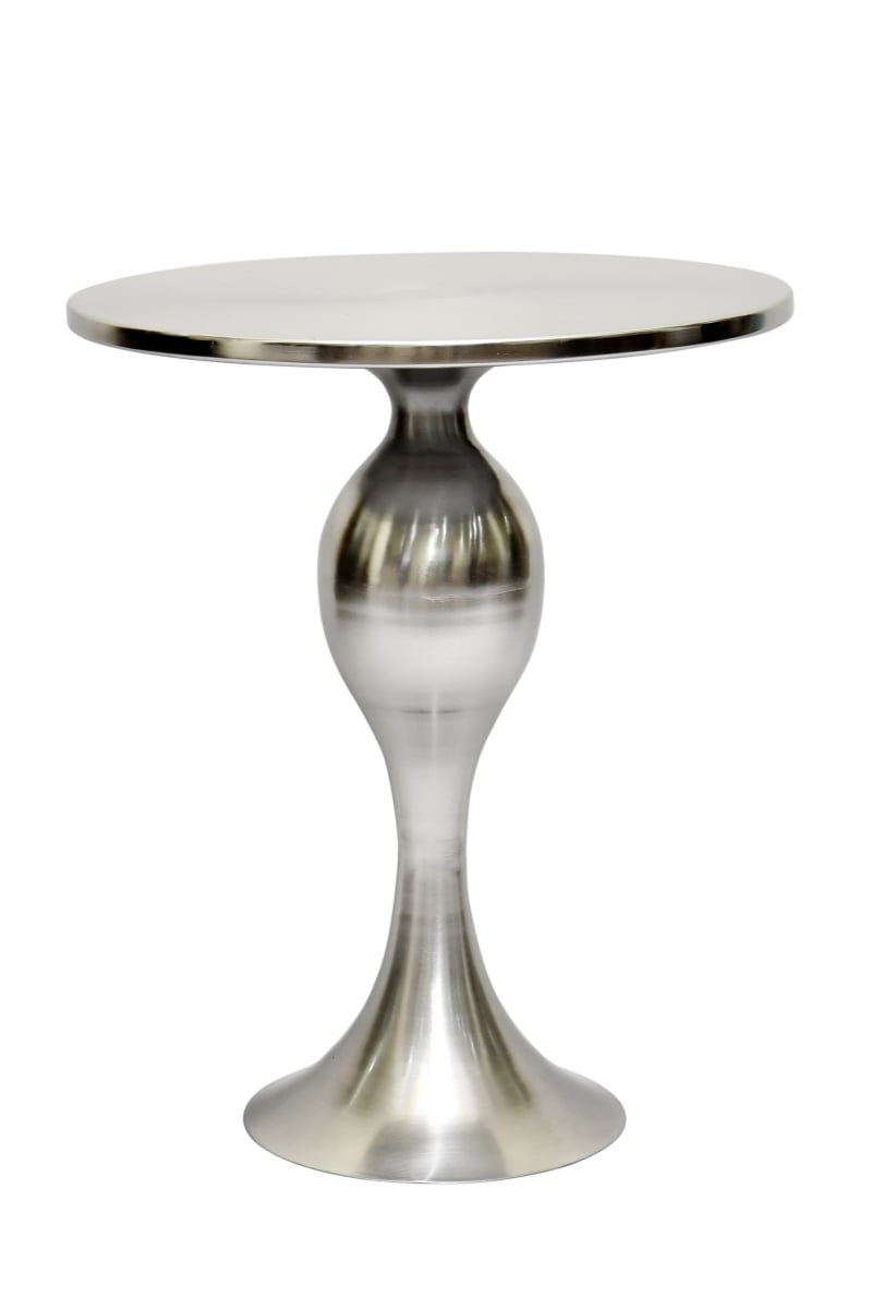 -MT-12 Sculptural Brush Nickle Pedestal Side Table