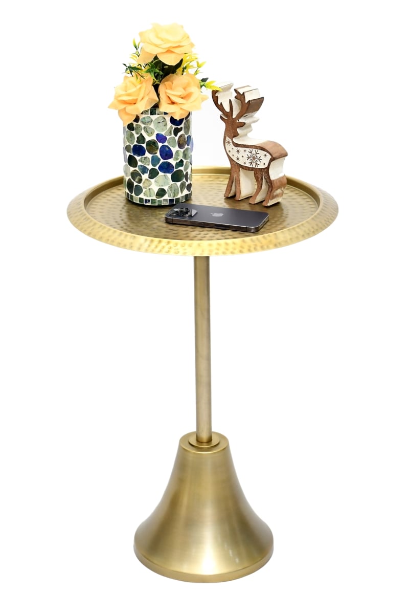 -DT-07 Marlo Metal Antique Brass Side/Drink Table