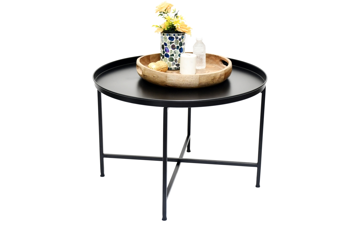 -CT-09  'Elara Black & Metal Side Table