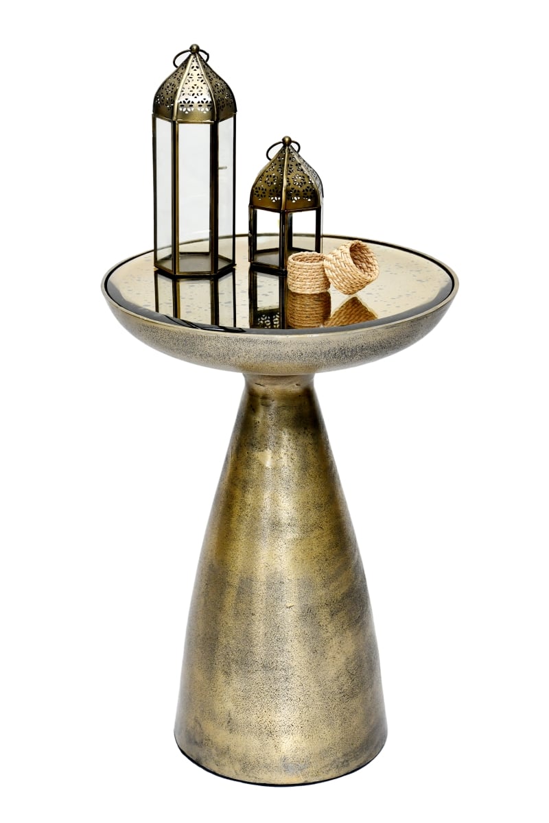 -ST-15  Antique Brass Hourglass Side Table