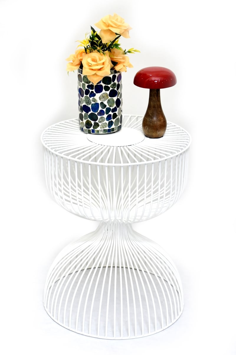 -ST-17 White Wire Accent Table