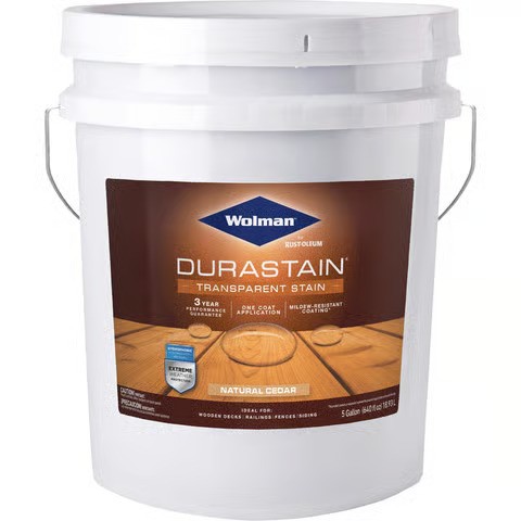 Wolman DuraStain Transparent Natural Cedar Water-Based Acrylic Copolymer One Coat Stain, 5 gal