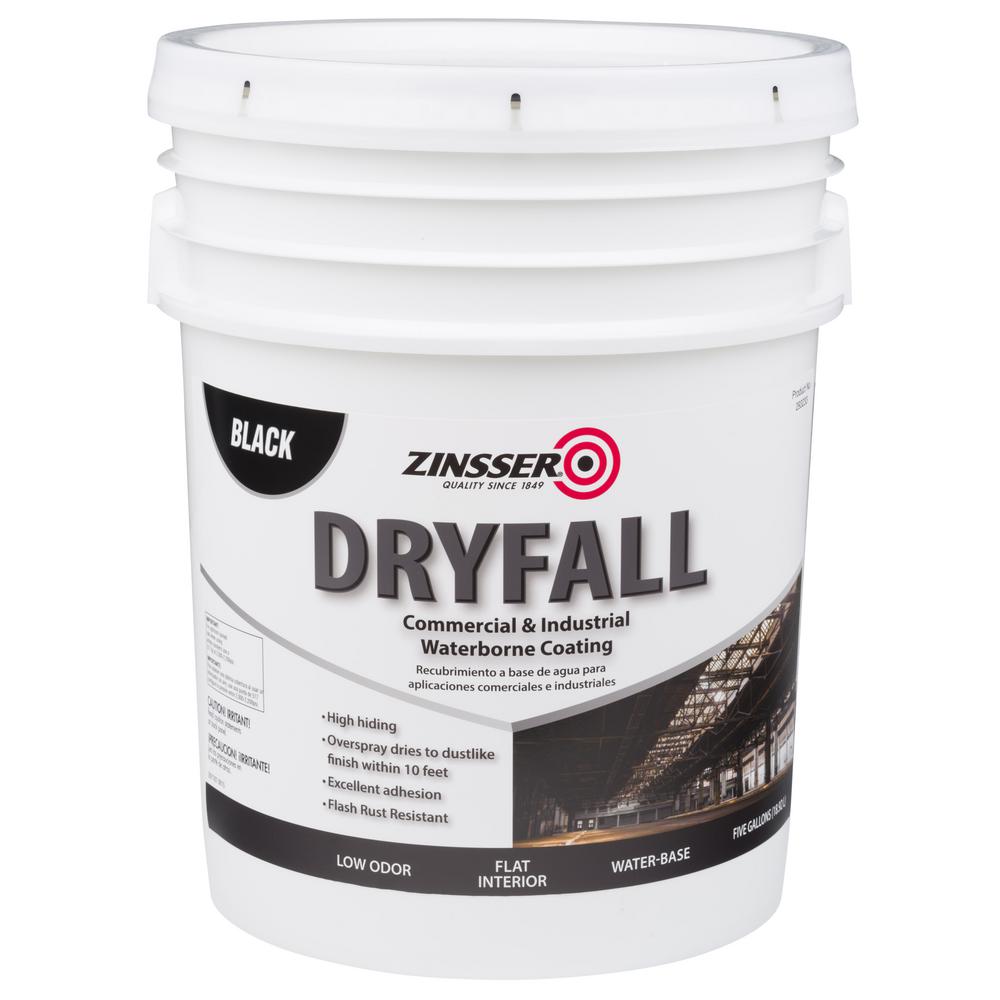 Dryfall Commercial & Industrial Waterborne Coating, Black, Flat, 5 Gallon