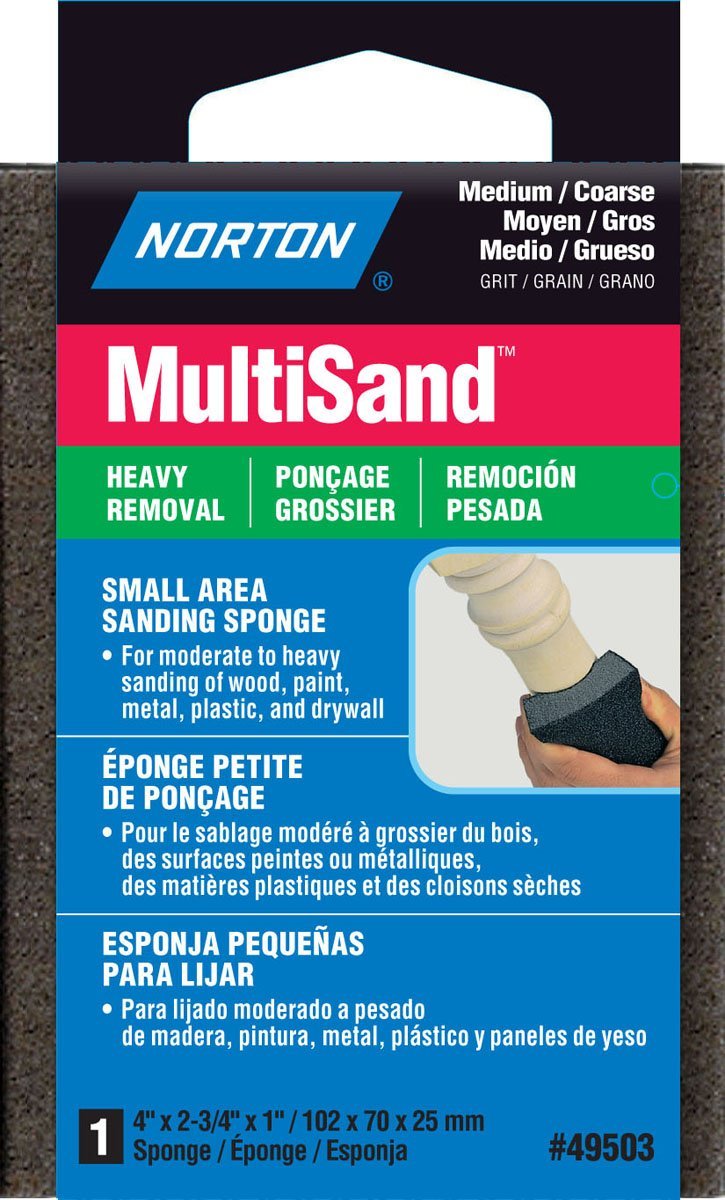 Picture of Norton 076607495037 49503 4 x 2.75 x 1 in. Multisand Flexible Sanding Sponge Coarse Grit - Medium