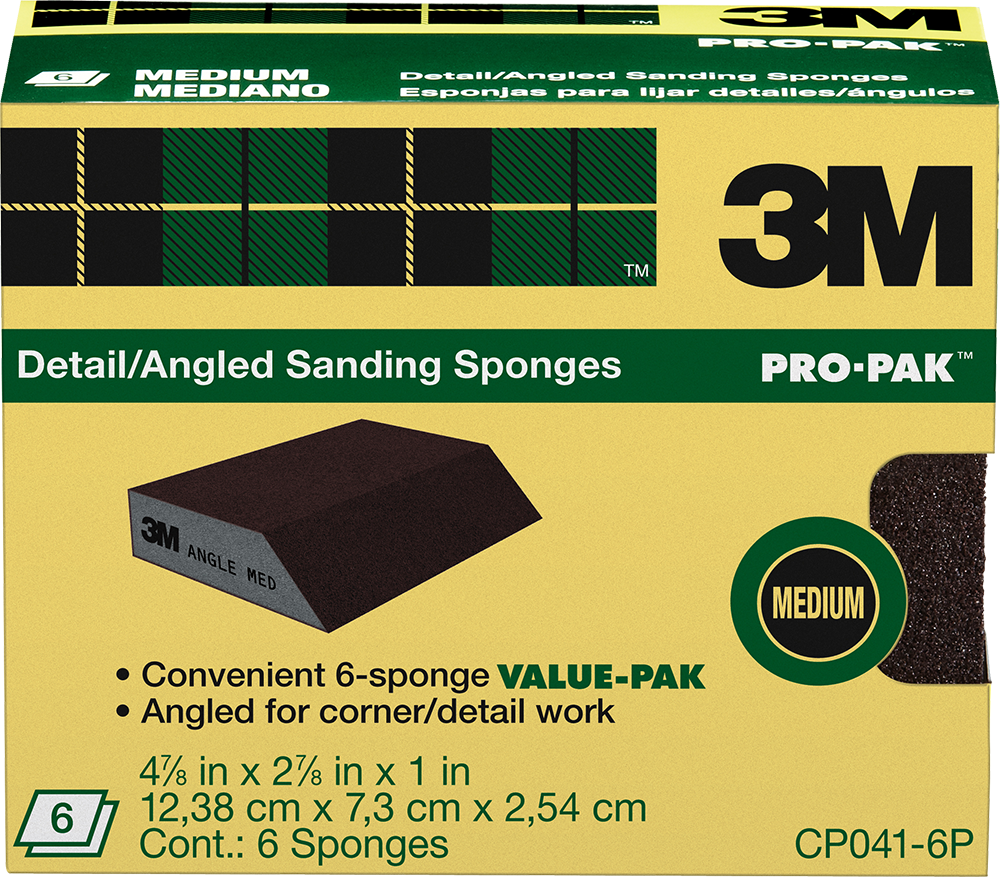Picture of 3M CP041-6P Angled Sanding Sponge&#44; Medium - Pack of 6