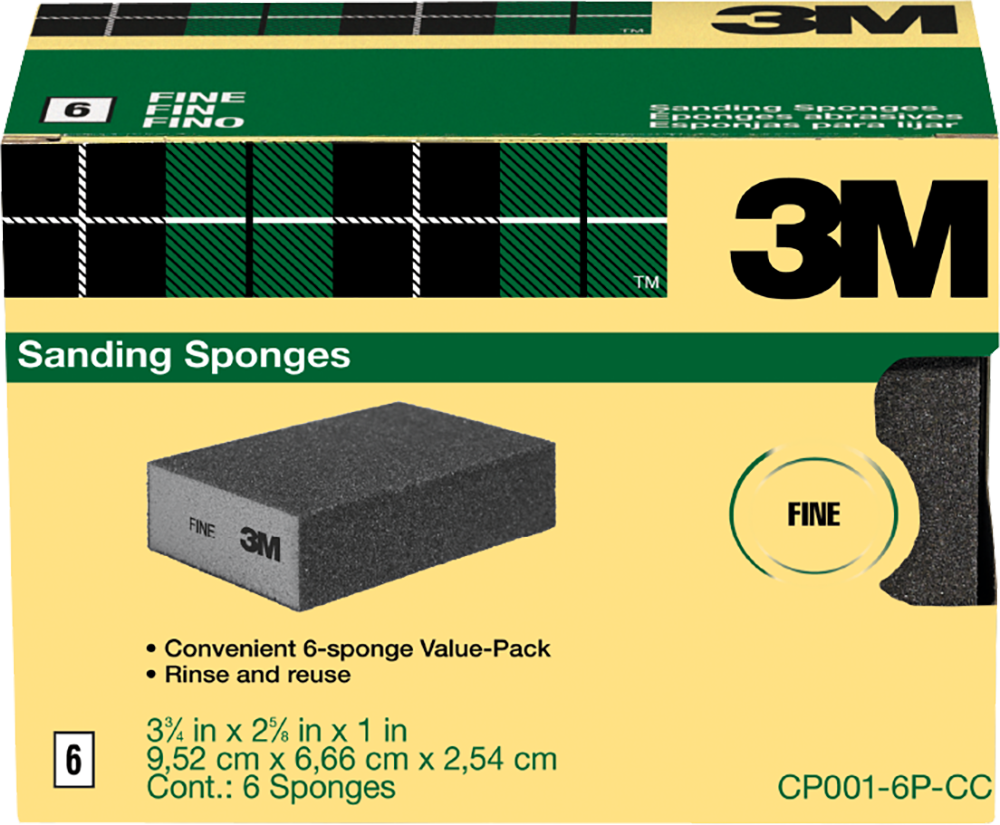 Picture of 3M CP001-6P-CC Sanding Sponge Fine&#44; Pack of 6