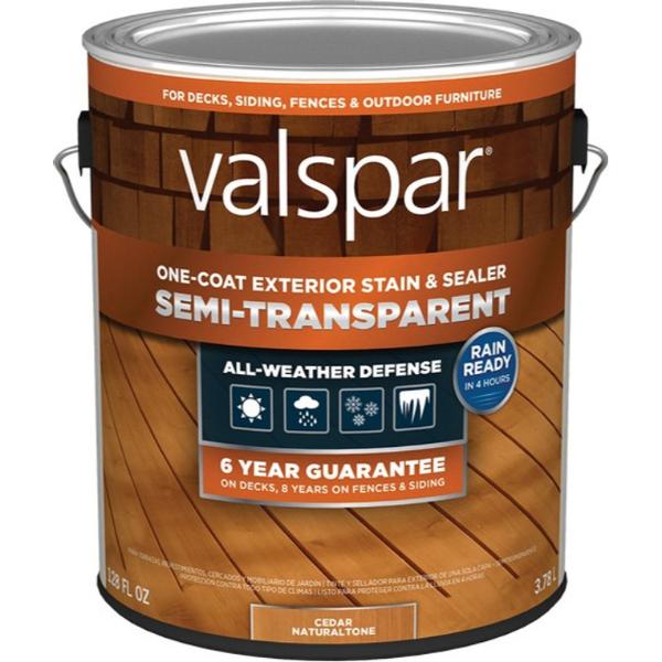 Valspar VL1028083-16 1 gal One-Coat Semi-Transparent Stain & Sealer, Cedar Naturaltone -  Plastik, 442165