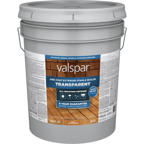 Valspar VL1028076-20 5 gal One-Coat Transparent Stain & Sealer, Cedar Naturaltone -  Plastik, 442160