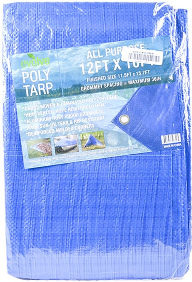 EV-12X16 12 x 16 ft. 3.5 Mil Evolve All Purpose Blue Poly Tarp