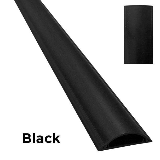 Cable Protector, 9/16 in H, 59 in L, 2 in W, 1 Channel, PVC, Black