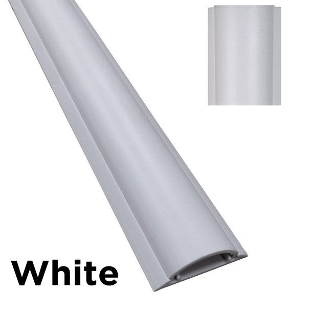 Cable Protector, 1-3/16 in H, 3 ft L, 4-3/4 in W, 2 Channel, PVC, White