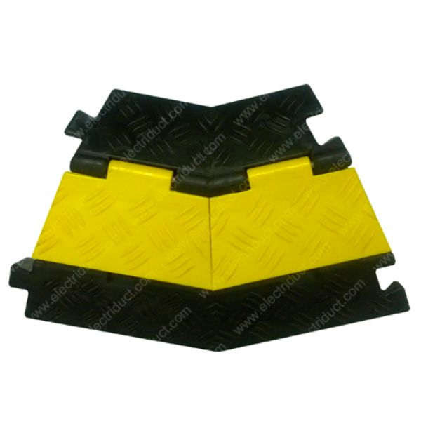 CP-RPS-212-RT-YL 1.2 x 1.2 in. 45 deg Right Turn Extreme Rubber Cable Protectors, Yellow & Black