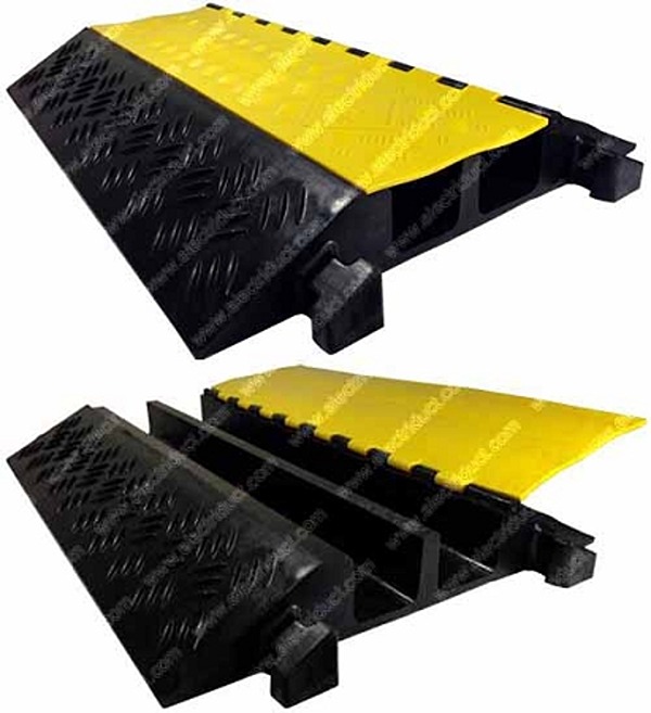 Picture of Electriduct CP-RPS-236 3 x 3.5 in. Extreme Rubber 2 Channel Cable Protector with Polyurethane Lid&#44; Yellow & Black