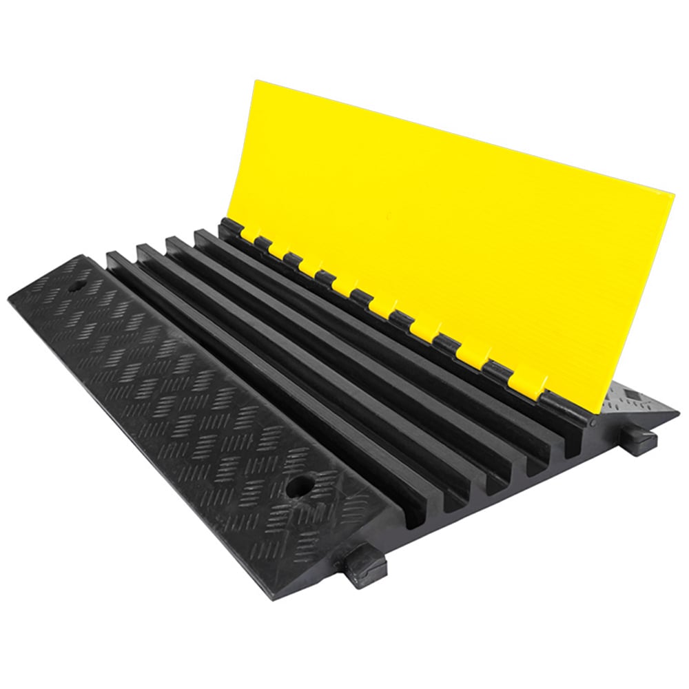 CP-RPS-CR900 1.25 x 1.25 in. 5 Channel Rubber Cable Protector with Polyurethane Lid, Yellow & Black