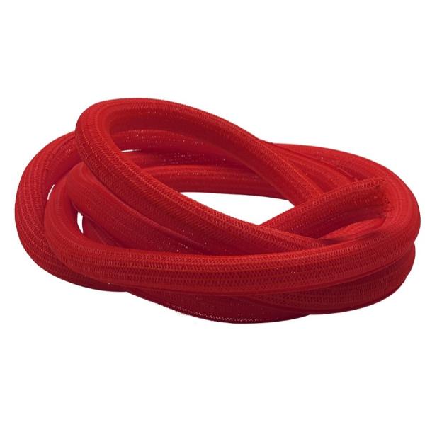 BS-J-SCW-025-10-RD 0.25 in. 10 ft. Hook Self Closing Braided Wrap for Around Sleeving Cord Cover Cable Protector Wire Organizer - Red