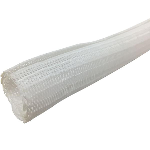BS-J-SCW-075-10-WT 0.75 in. 10 ft. Hook Self Closing Braided Wrap for Around Sleeving Cord Cover Cable Protector Wire Organizer - White