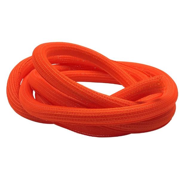 1.25 in. 10 ft. Hook Self Closing Braided Wrap for Around Sleeving Cord Cover Cable Protector Wire Organizer - Orange