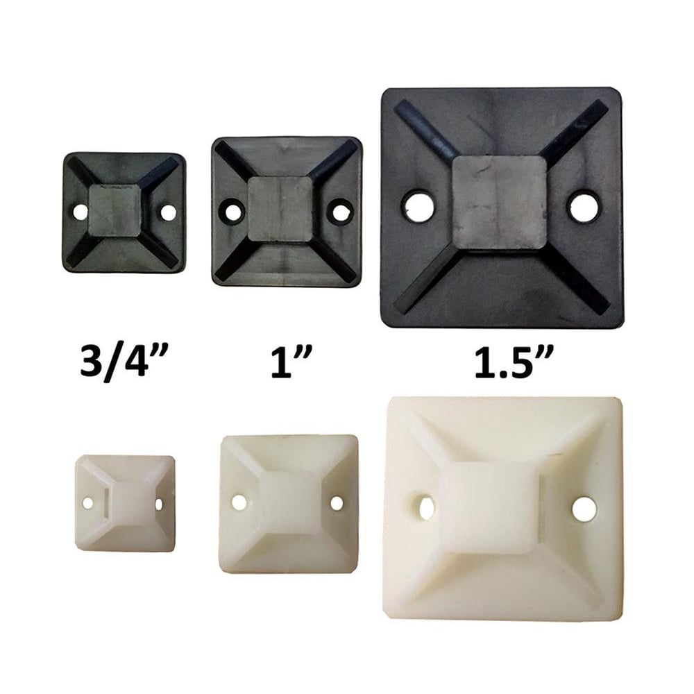 CT-ED-ABM-100-25-BK 25 Piece 1 in. Adhesive Backed Mounting Bases - Black