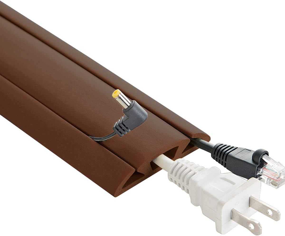 10 ft. UT Wire UTW-CP501-BG Neoprene 3-Channel Cord Protector & Concealer with Tape - Brown