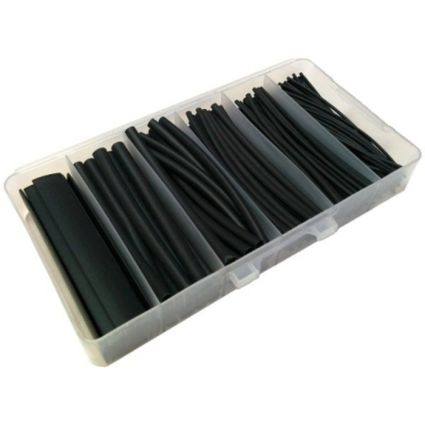 Heat Shrink Tubing Kit - Black - 170 Pieces - 2:1 Ratio