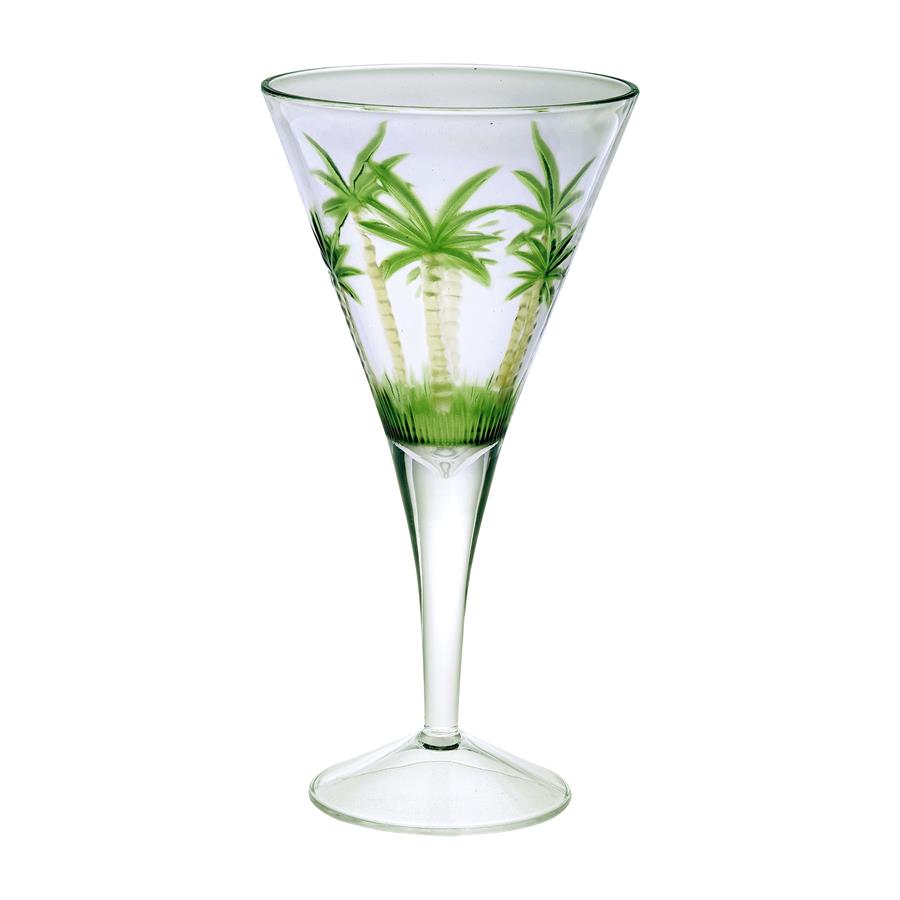 Picture of LeadingWare AS-0503 AC-0503 Palm Tree Classic Series V Shape 14 oz Wine Glass - Set of 4