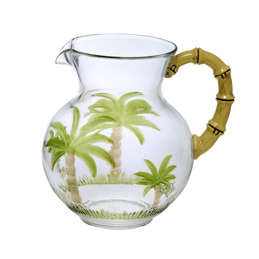 Picture of LeadingWare AS-0611 AC-0611 Palm Tree 3 qt. Pitcher with Bamboo Handle