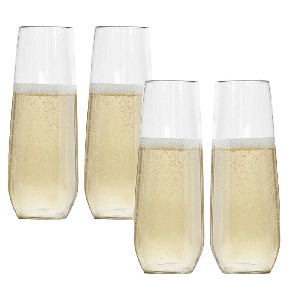 Picture of LeadingWare TRS-0715 Unbreakable Tritan 8 oz Champagne Flute - Stemless - Set of 4