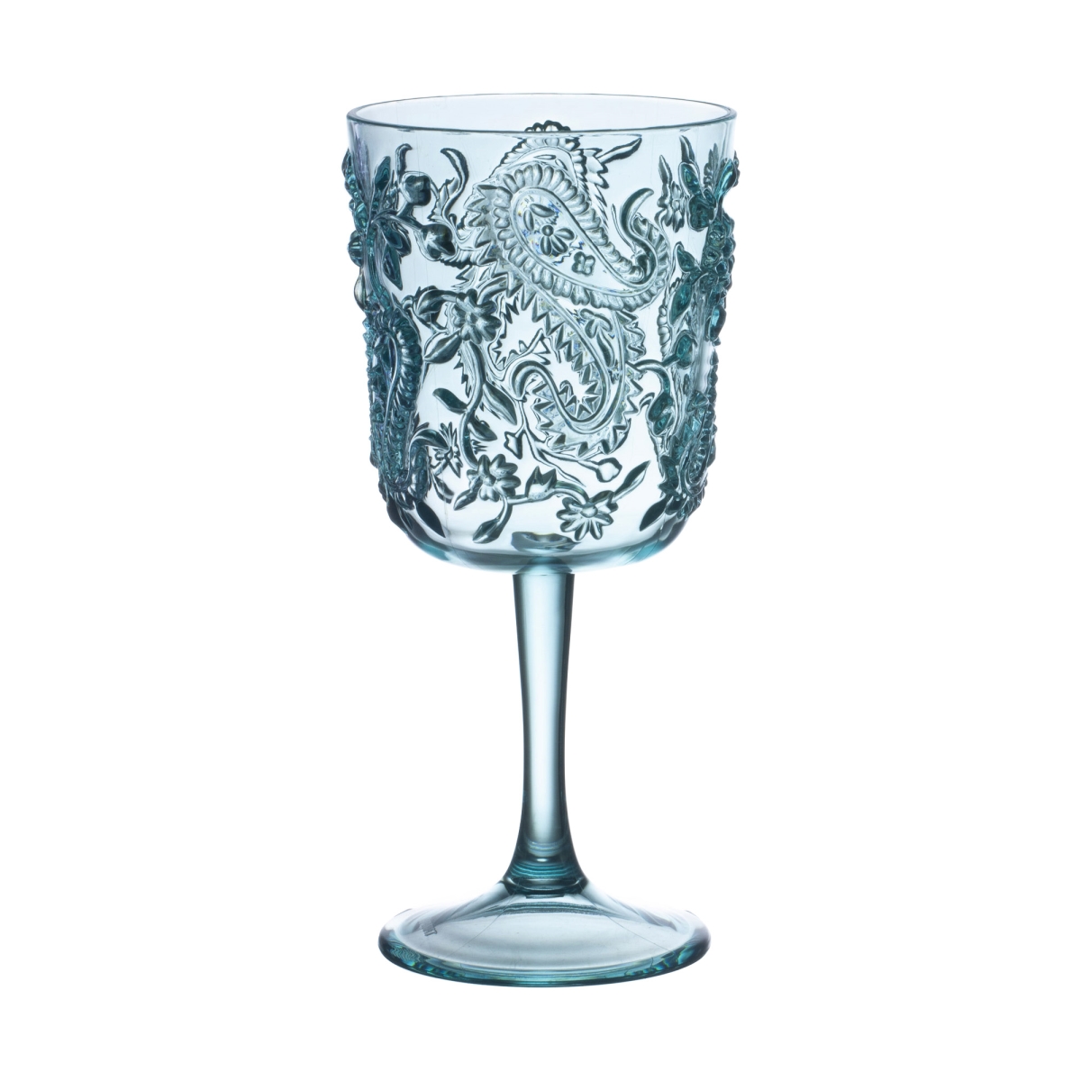Picture of LEADINGWARE GROUP AS-1013TS Paisley Goblet Wine Glass 13 oz. Turquoise Set of 4 pcs.
