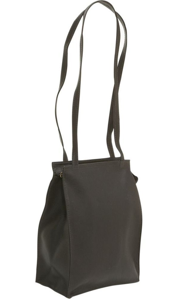 Picture of Le Donne Leather H-04B-Cafe Small Simple Dual Strap Zip Top Tote, Cafe
