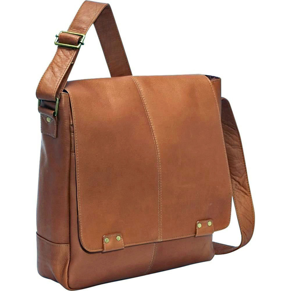 Picture of Le Donne Leather LD-187-TN Vertical Computer Messenger, Tan
