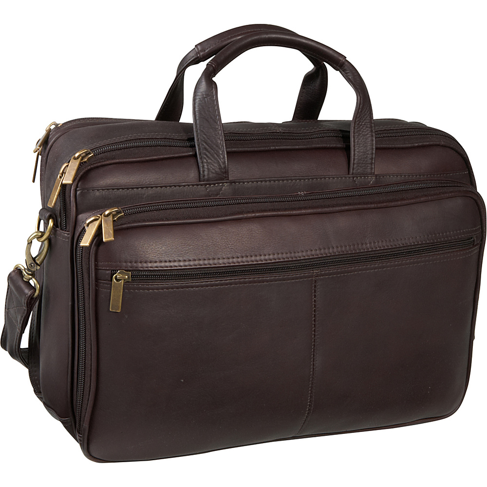 Picture of Le Donne Leather TR-152-Cafe Two Comparment Computer Briefcase&#44; Cafe