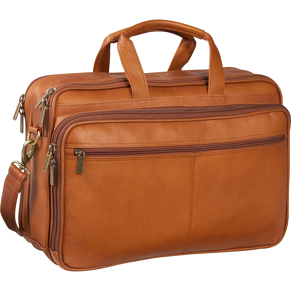 Picture of Le Donne Leather TR-152-TN Two Comparment Computer Briefcase, Tan