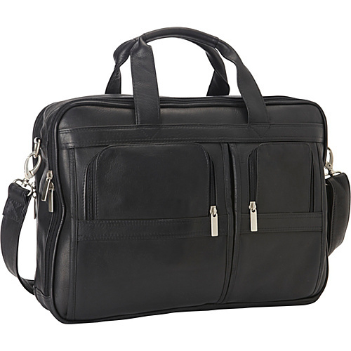 TR-300B-BL Contemporary Style Executive Laptop Briefcase, Black -  Le Donne Leather