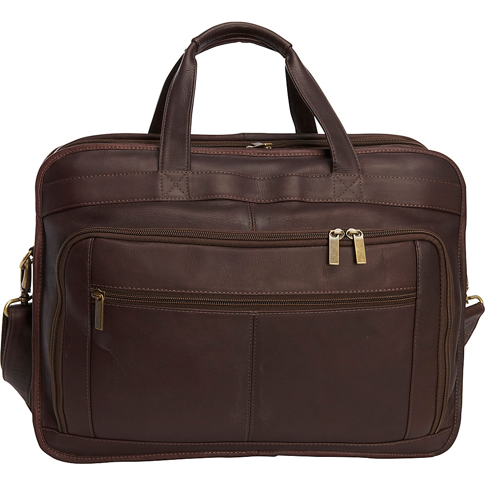 Picture of Le Donne Leather TR-1012-Cafe Oversized Laptop Briefcase&#44; Cafe