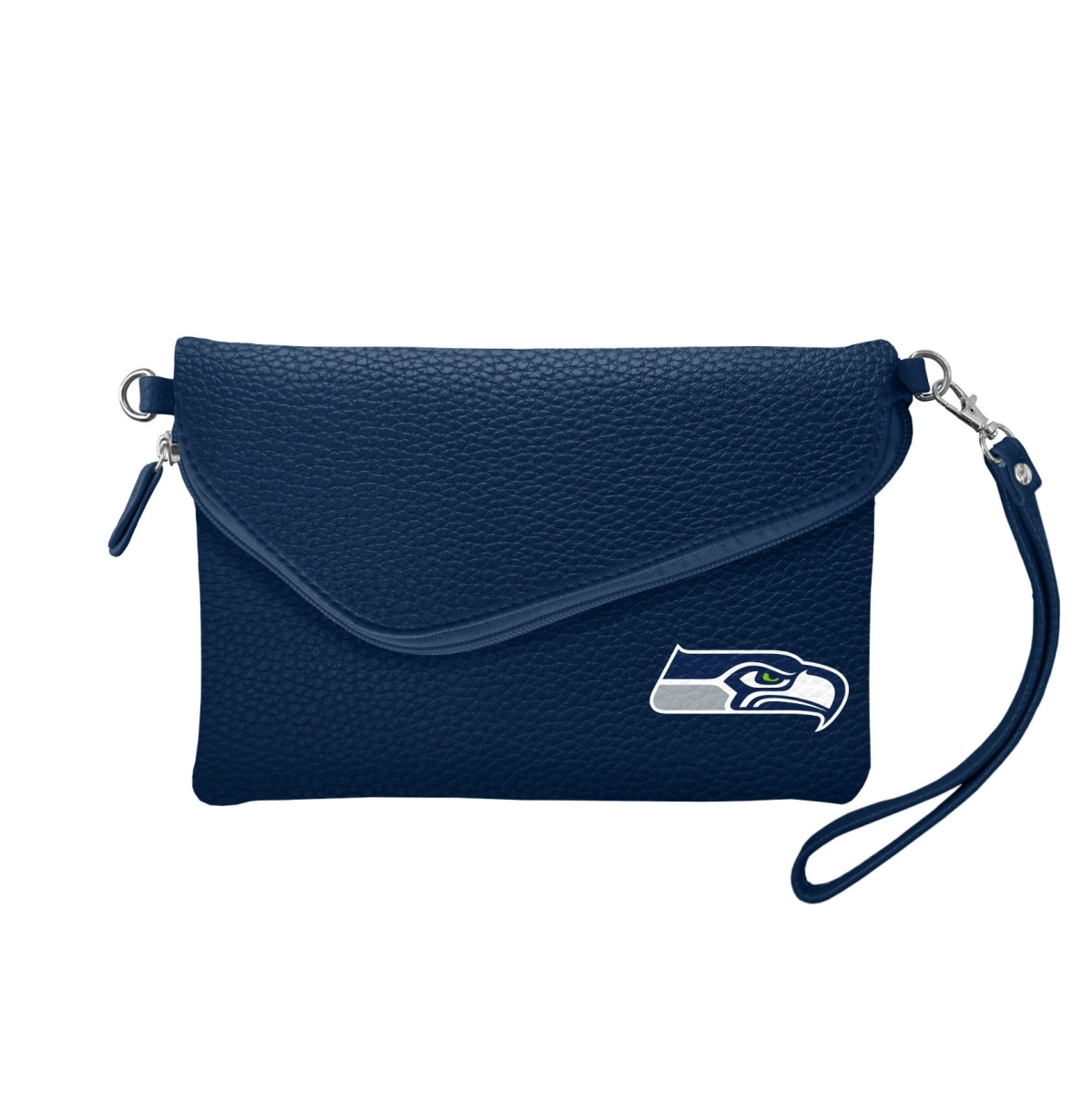 NFL Fold Over Crossbody Pebble, Navy - Seattle Seahawks