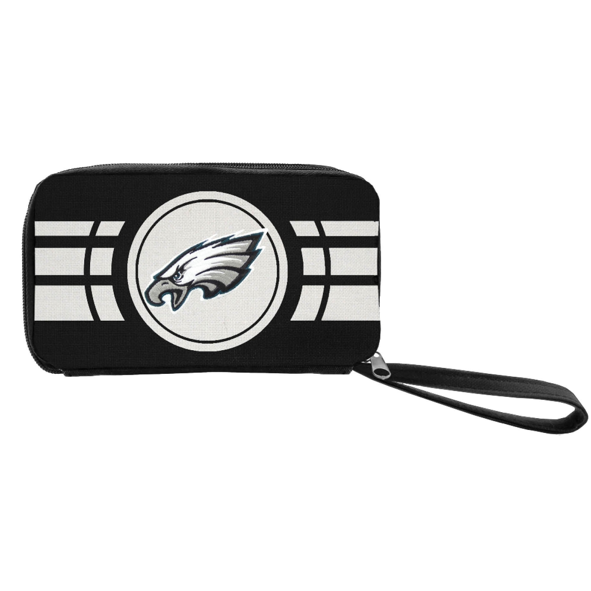 300118-EAGL-BLCK-1 NFL Ripple Zip Wallet, Black - Philadelphia Eagles