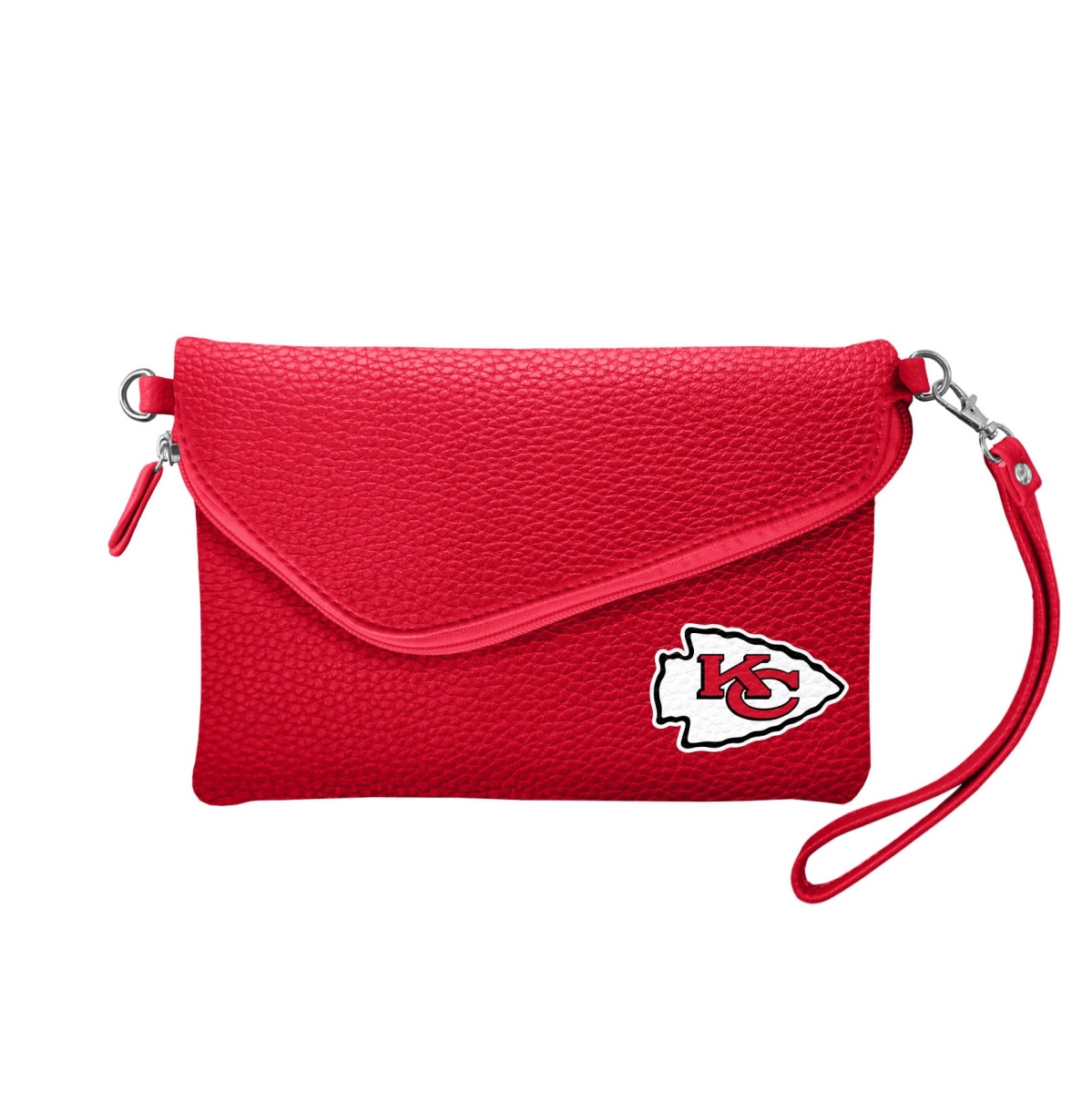NFL Fold Over Crossbody Pebble, Light Red - Kansas City Chiefs