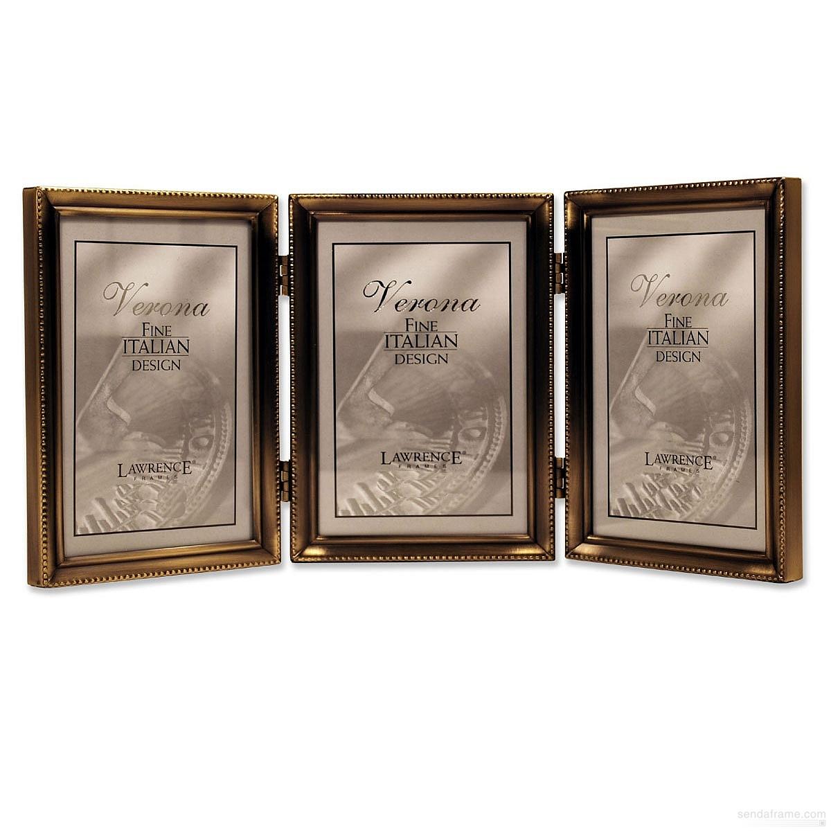 Picture of Lawrence Frames 11435T 3 x 5 Triple Antique Gold Frame