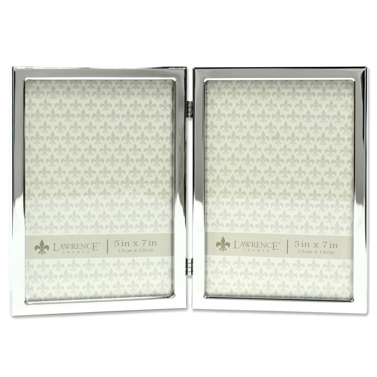 LawrenceFrames 710657D 5 x 7 in. Hinged Double Picture Frame, Silver