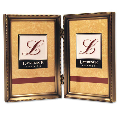 Picture of Lawrenceframes 11435D 3 x 5 in. Antique Bead Hinged Double Picture Frame - Gold