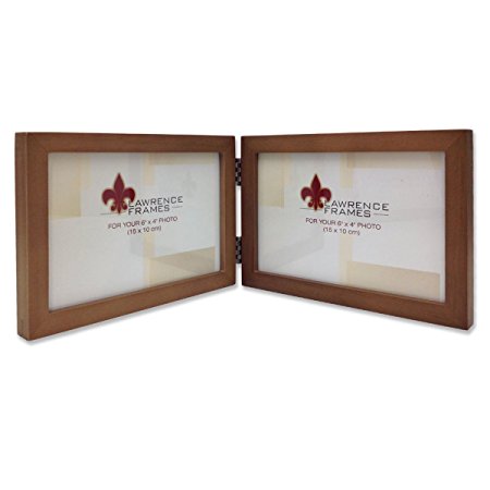 6 x 4 in. Nutmeg Wood Hinged Double Picture Frame