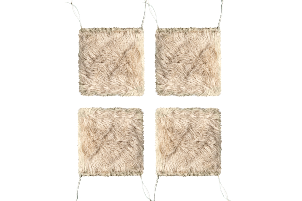 676685053374 Home Decor Laredo Faux Sheepskin Chair Pad | 4-Piece | Taupe | 17'x17'