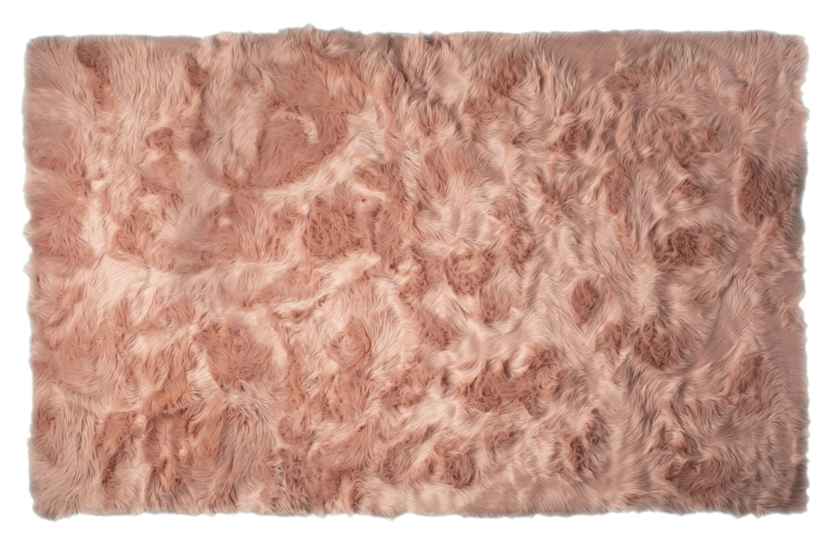 Home Decor Hudson Faux Sheepskin Rectangular Rug | 1-Piece | Dusty rose | 5'x8'