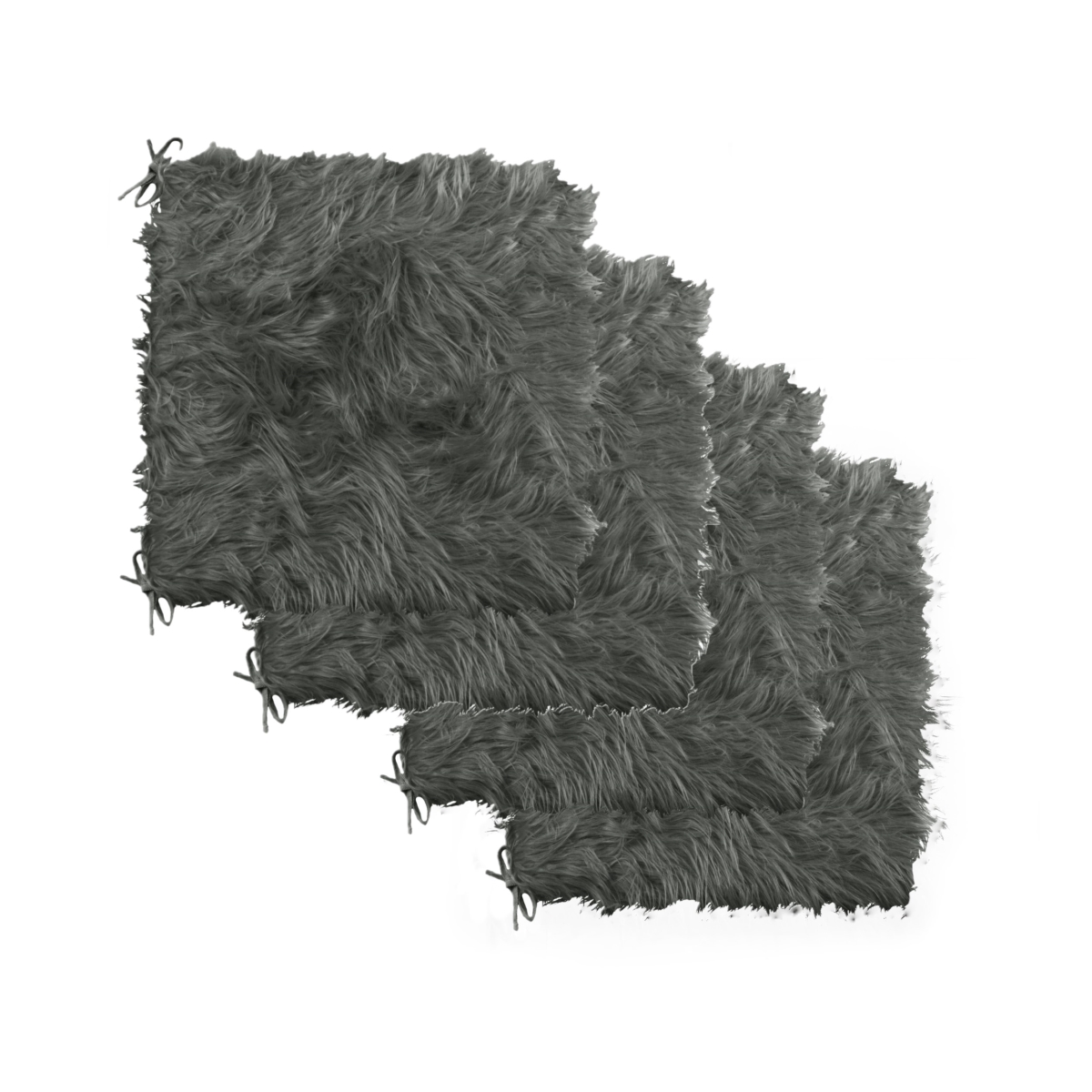 Home Decor Laredo Faux Sheepskin Chair Pad | 4-Piece | Grey | 17'x17'