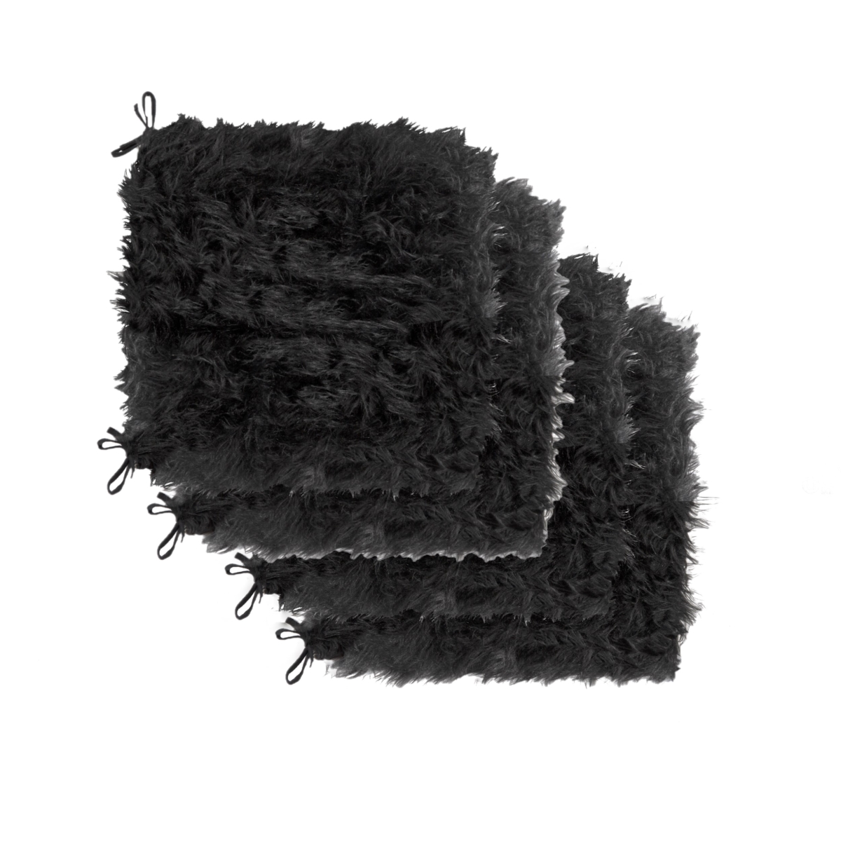 Home Decor Laredo Faux Sheepskin Chair Pad | 4-Piece | Black | 17'x17'