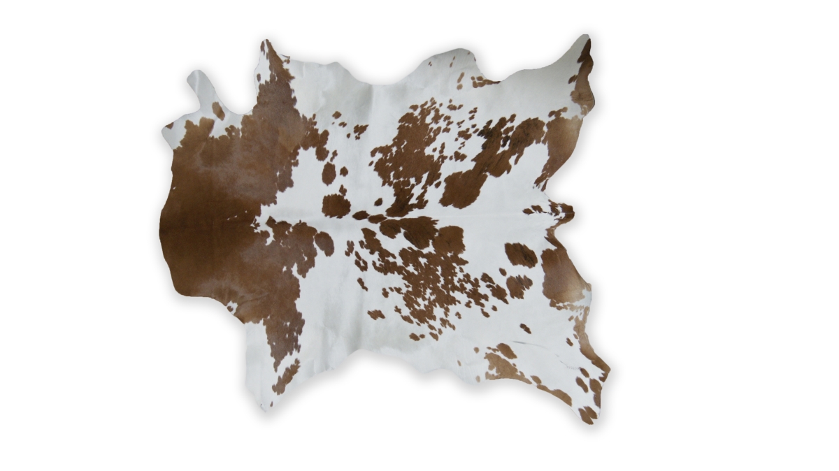 676685024169 Home Decor Classic Calfskin Throw Rug | 1-Piece | S & p brown/white | 2'x3'