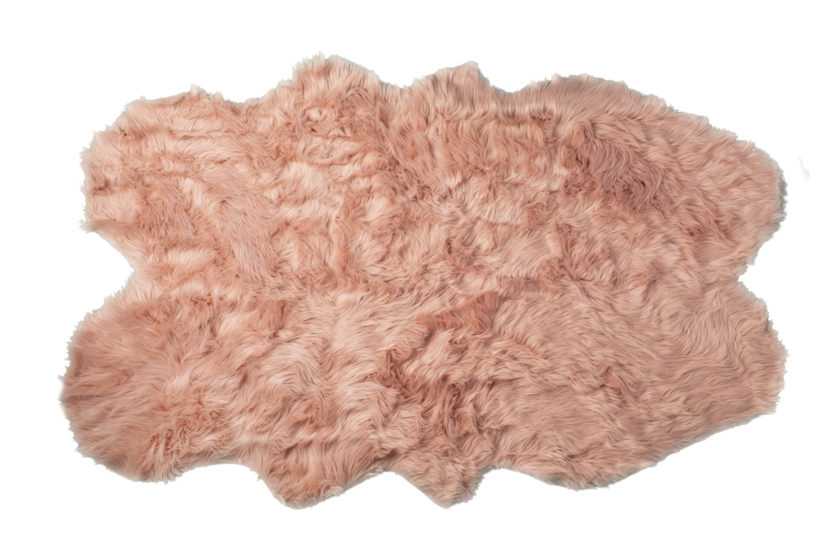 Home Decor Gordon Faux Sheepskin Quattro Rug | 1-Piece | Dusty rose | 4'x6'